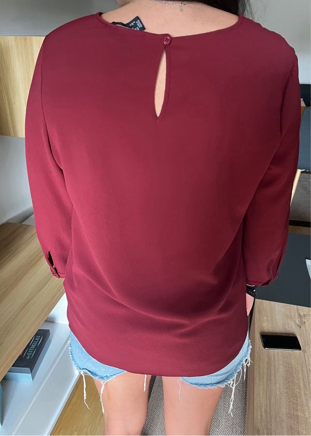 Camisa burdeos manga larga