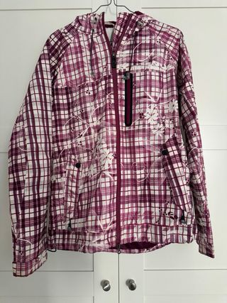 Chubasquero impermeable rosa y blanco
