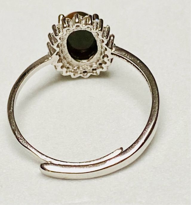 Anillo “Black Opal” ajustable en plata de ley 925