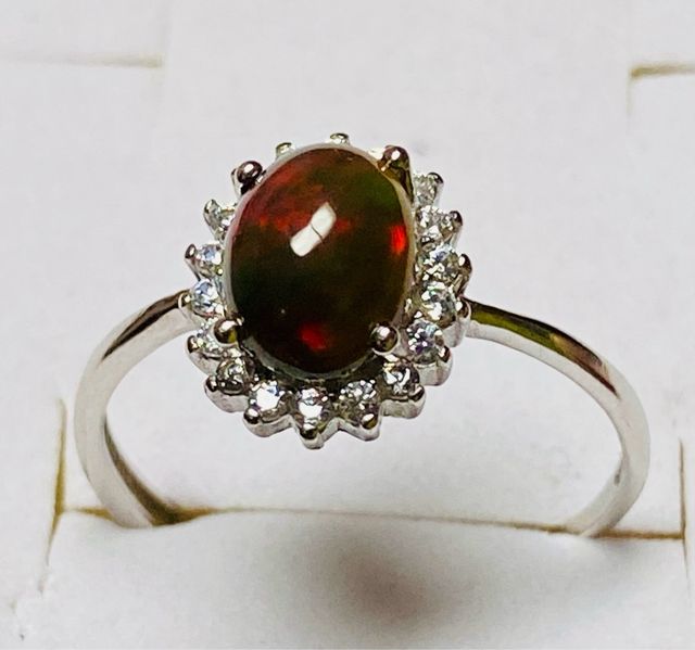 Anillo “Black Opal” ajustable en plata de ley 925