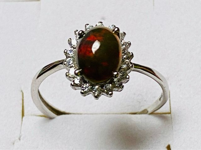Anillo “Black Opal” ajustable en plata de ley 925