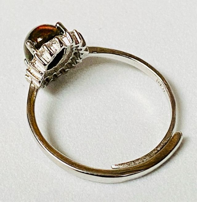Anillo “Black Opal” ajustable en plata de ley 925
