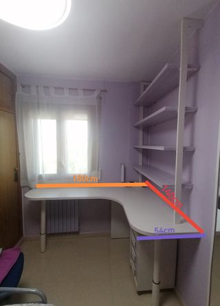 Mesa escritorio + estantería + cajonera. Juvenil. 
