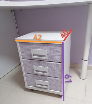 Mesa escritorio + estantería + cajonera. Juvenil. 