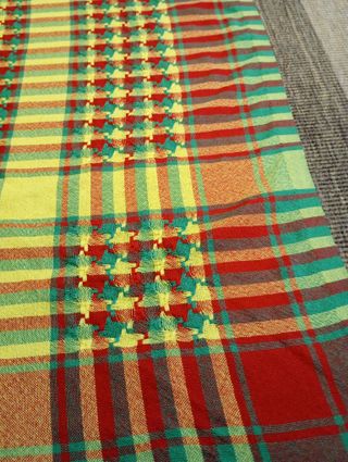 Pañoleta de cuadros, con colores muy vivos.
