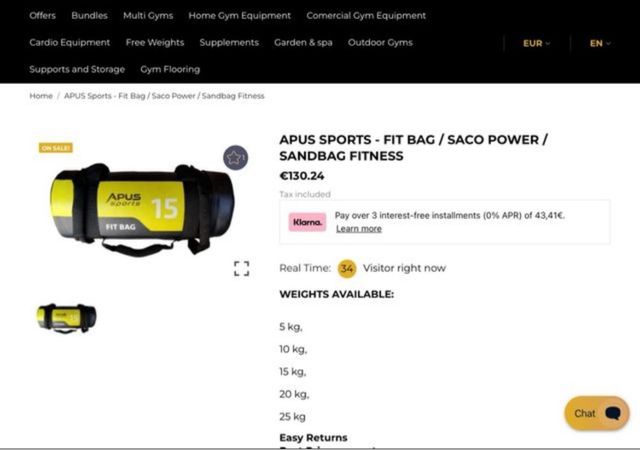 Crossfit power bag apus de 15kg. Impecable