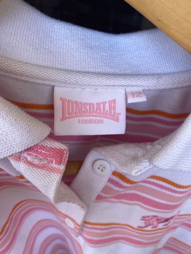 Lonsdale polo tshirt bambina 12 anni rosa bianca