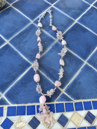 Collana in quarzo rosa vintage da donna