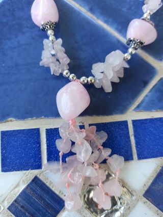 Collana in quarzo rosa vintage da donna