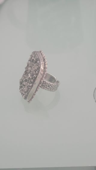 Anillo ajustable de plata maciza y pirita
