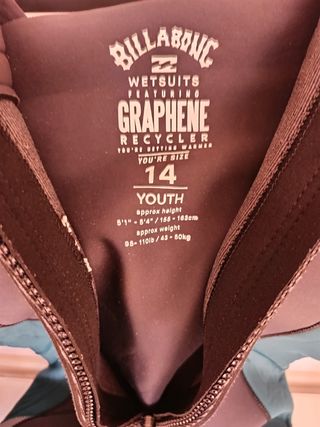 Traje de neopreno Billa Bong talla 14