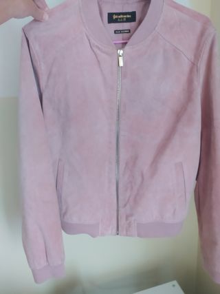 Cazadora piel rosa