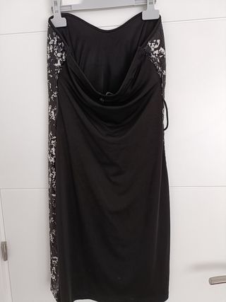 Vestido fiesta/cóctel negro y blanco lentejuelas 