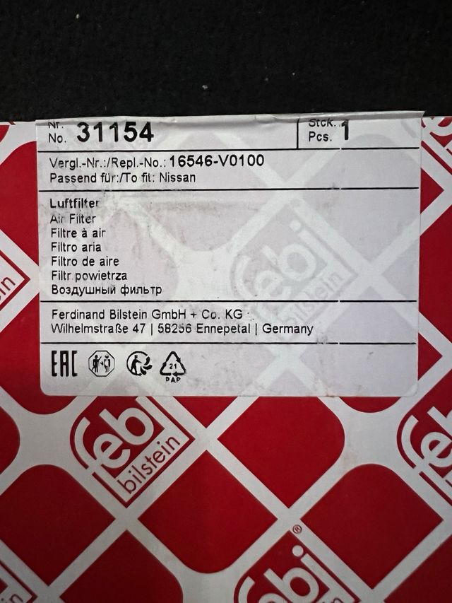 Filtro de aire Febi 31154