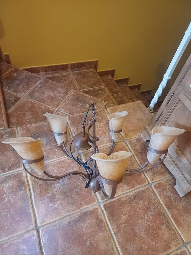 Lámpara forja de techo 5 brazos