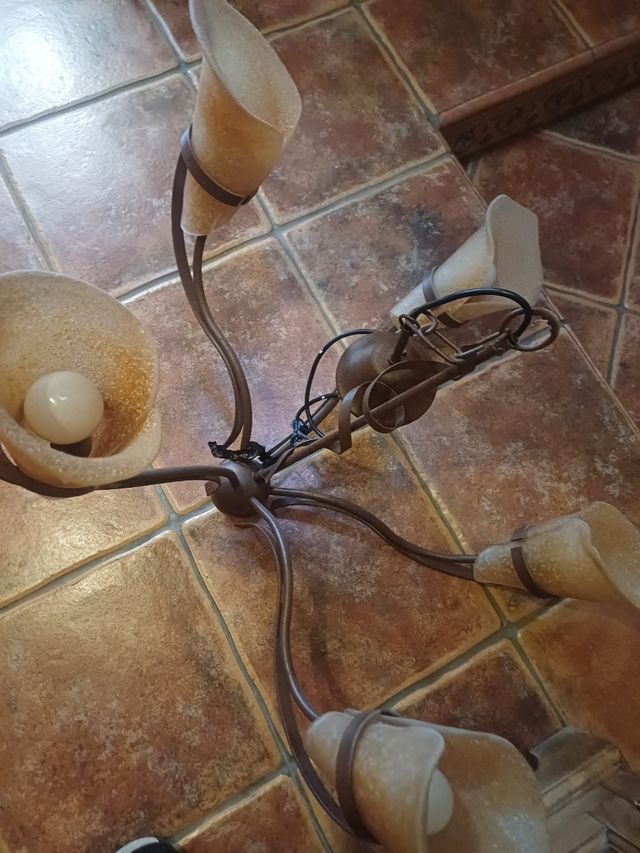 Lámpara forja de techo 5 brazos