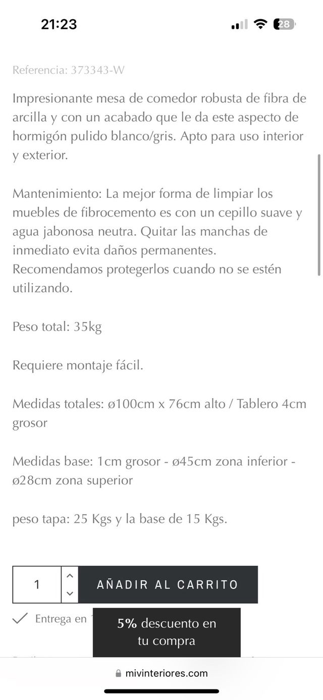 Mesa redonda comedor