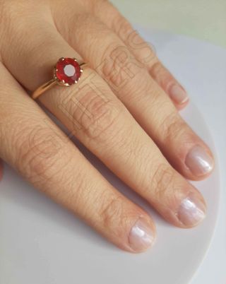 Anillo rubí certificado natural tratado de oro 18k