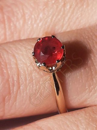 Anillo rubí certificado natural tratado de oro 18k