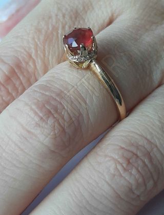 Anillo rubí certificado natural tratado de oro 18k