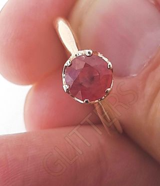 Anillo rubí certificado natural tratado de oro 18k