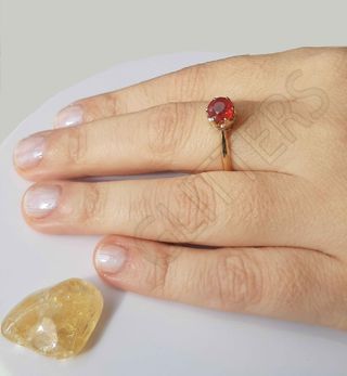 Anillo rubí certificado natural tratado de oro 18k