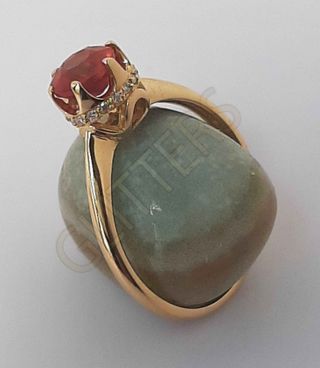 Anillo rubí certificado natural tratado de oro 18k