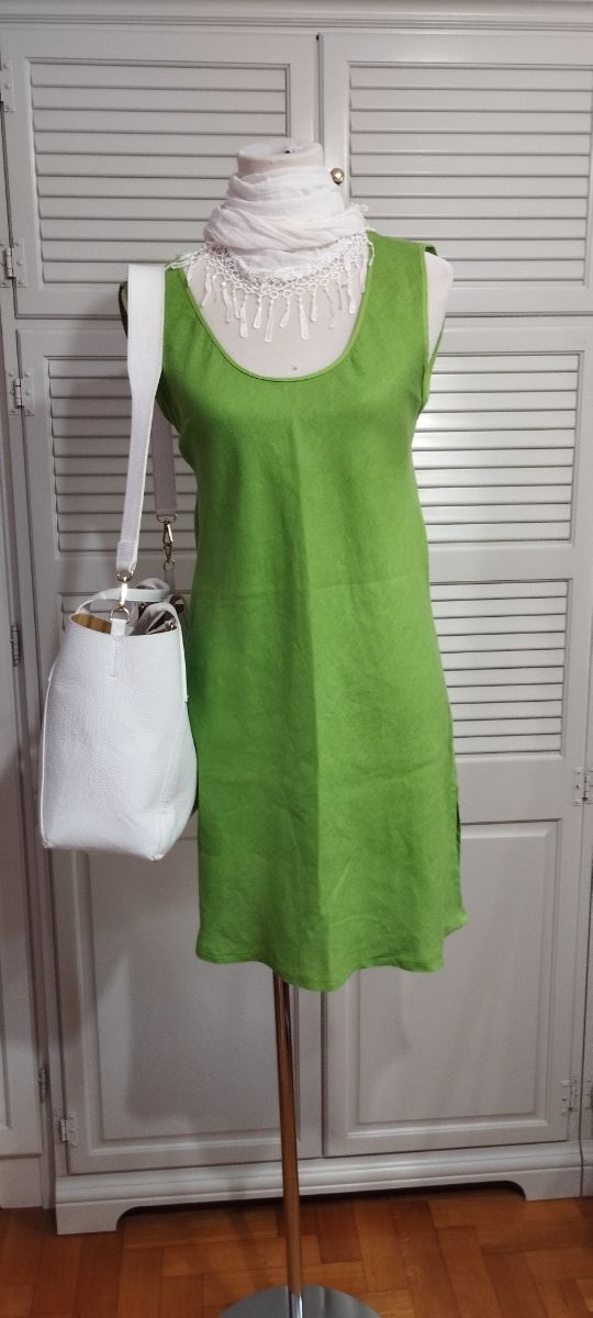 Canotta lunga miniabito 100%lino tg L