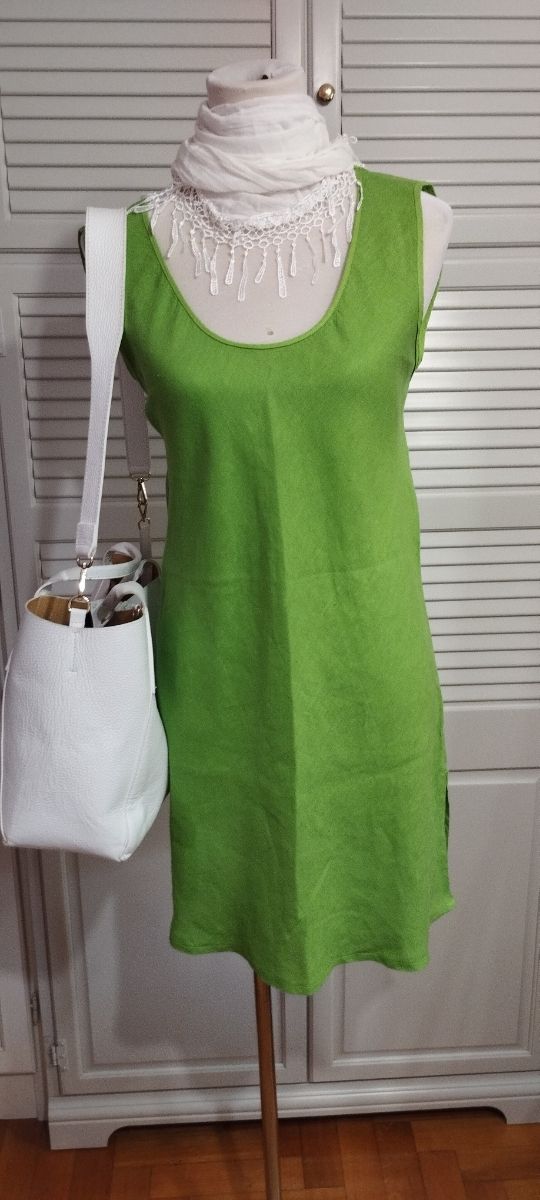 Canotta lunga miniabito 100%lino tg L