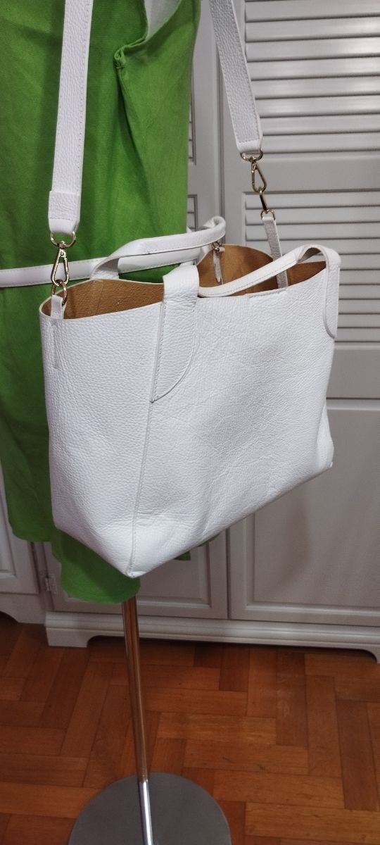 Borsa tracolla bianca vera pelle