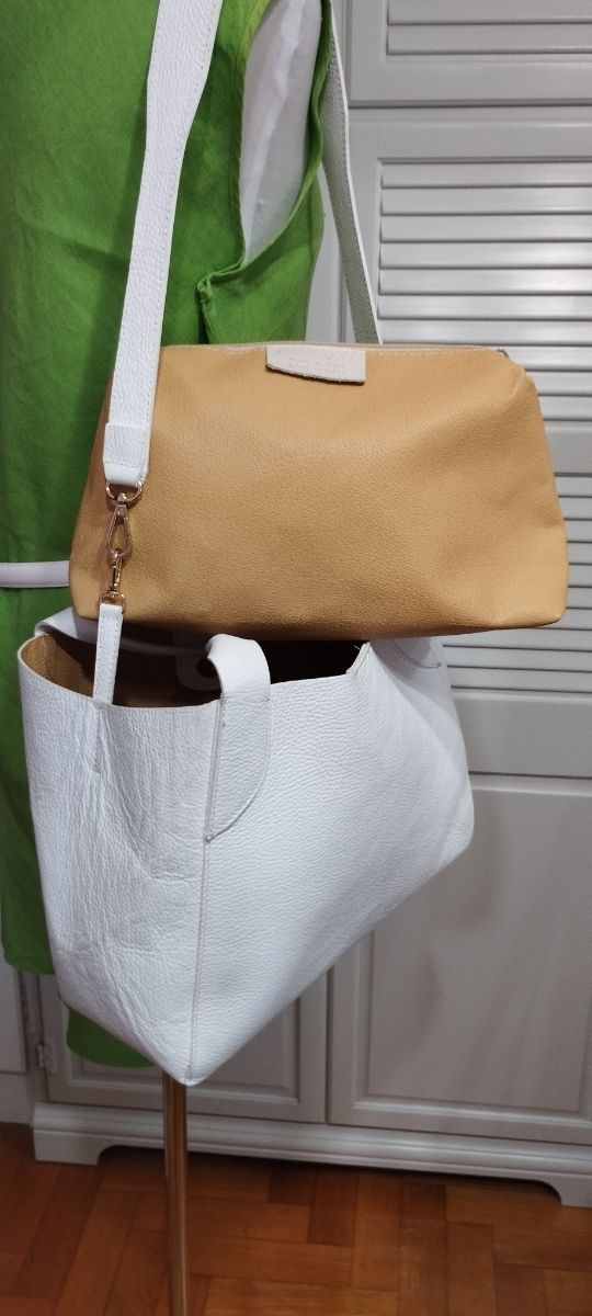 Borsa tracolla bianca vera pelle