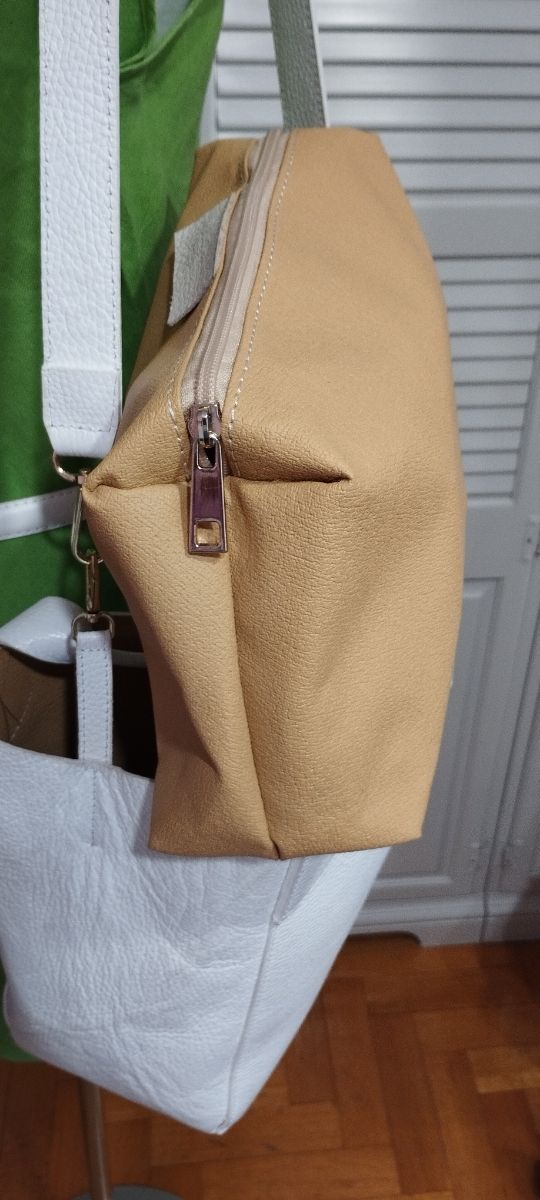 Borsa tracolla bianca vera pelle