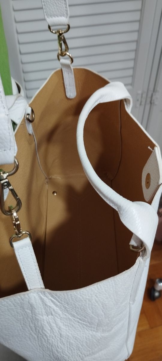 Borsa tracolla bianca vera pelle