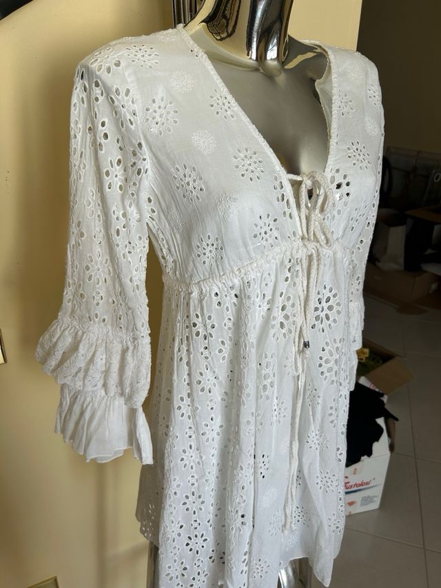 Copri costume Kaftan bianco ricamato Iconique 