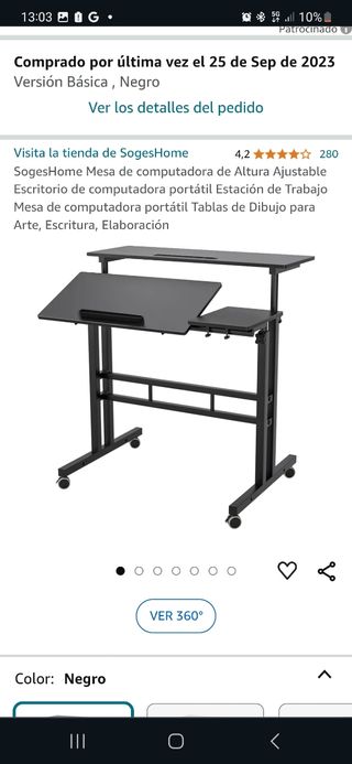 Escritorio de altura ajustable para ordenador