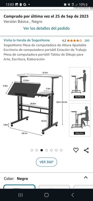 Escritorio de altura ajustable para ordenador