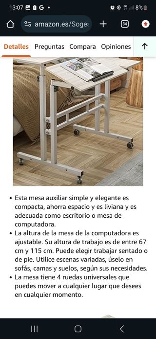 Escritorio de altura ajustable para ordenador