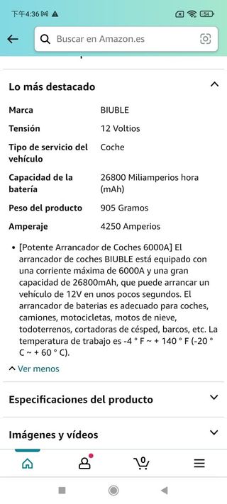 BIUBLE JS006 Arrancador de Coches, 6000A Arrancado