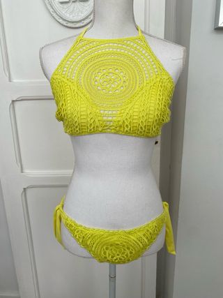 Bikini halter amarillo Neón Calzedonia TM