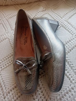 Zapatos piel plata