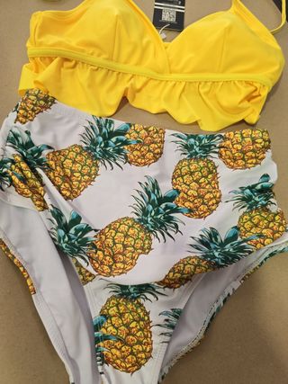 Bikini 2 piezas braga alta amarillo