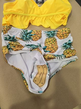 Bikini 2 piezas braga alta amarillo