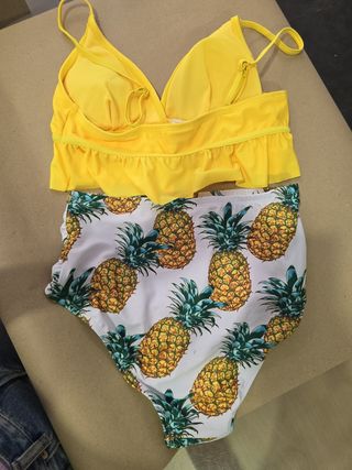 Bikini 2 piezas braga alta amarillo
