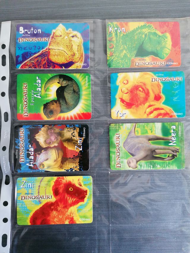 Lotto 7 schede telefoniche Dinosauri Disney 2000