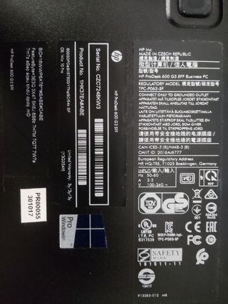 Ordenador HP ProDesk 600 G3 SFF