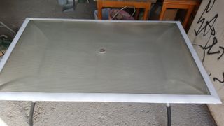 MESA DE CRISTAL, TERRAZA, JARDÍN, ESTERIOR