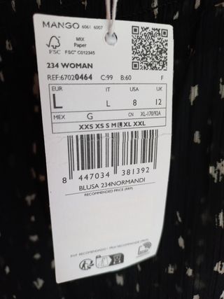 Blusa Mango .Sin estrenar