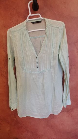 Camisa blusa mujer zara verde 