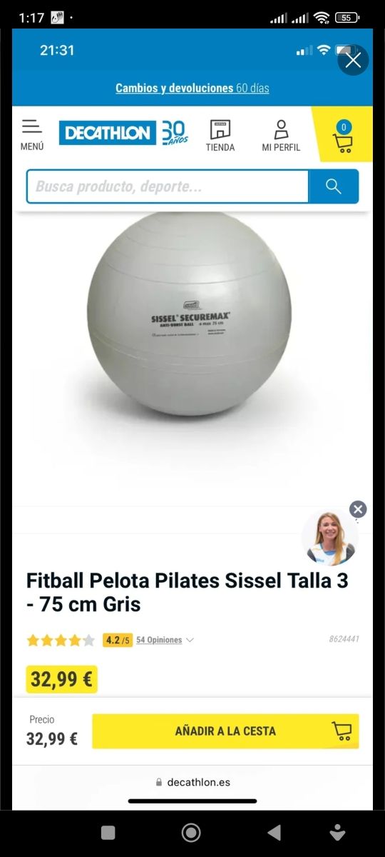 Pelota pilates/embarazo Decathlon