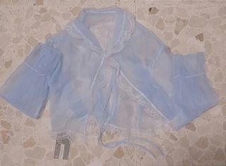 Cárdigan encaje coquette blusa azul